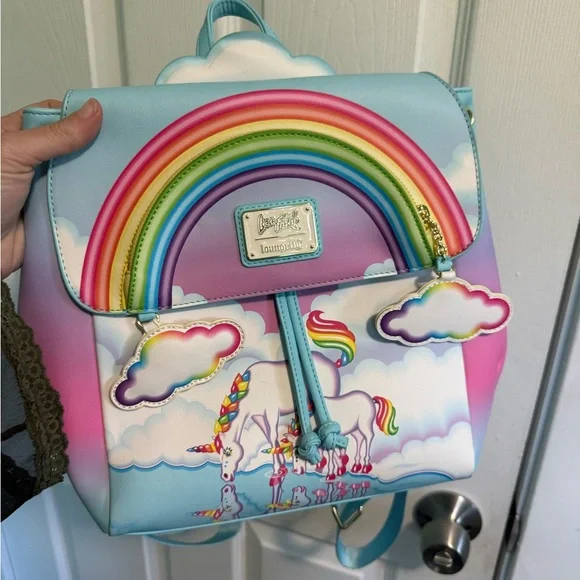 Loungefly Rainbow Unicorn Mini Backpack - Blue Pink Purple - Picture 1 of 3
